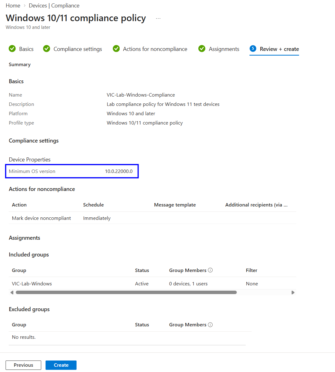 Microsoft Intune Windows compliance policy assignment